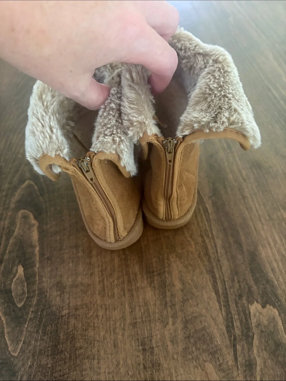 Kids Faux Fur Lined Booties - Tan